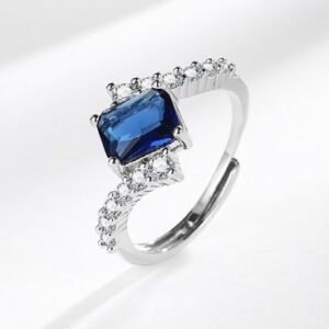 Zircon Stone Finger Ring Blue